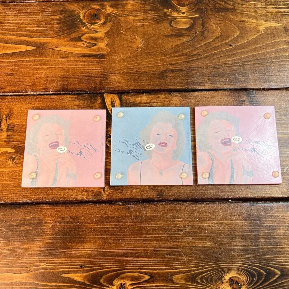 Vintage Marilyn Monroe Glass Coaster Set of Three coasters 4